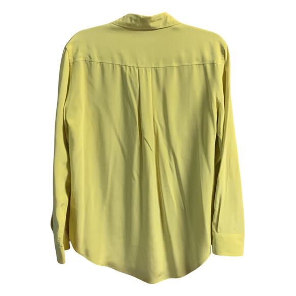 Equipment Femme Silk Blouse Sz Medium Womens Mustard Yellow Long Sleeve Pockets - Picture 6 of 6